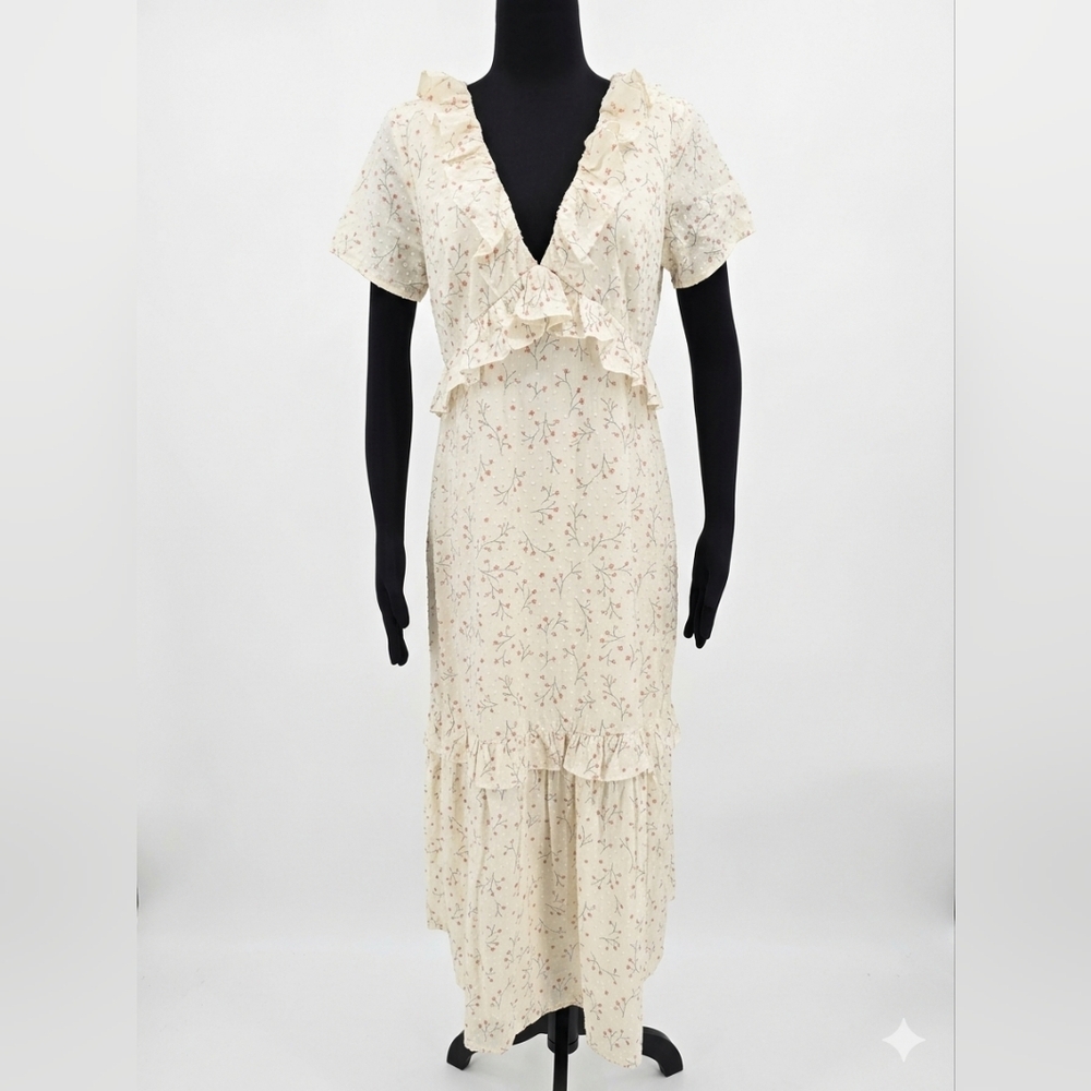 BCBGeneration Cream Floral Midi Dress